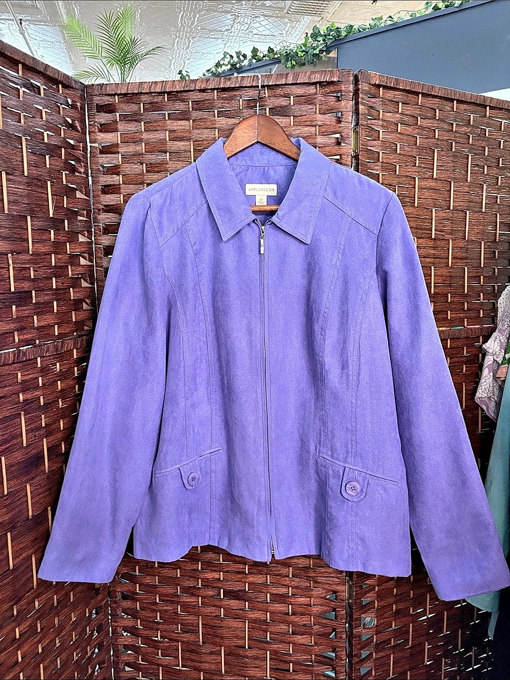 Vintage Appleseed's Purple Suede Like Jacket Size 12 Like New